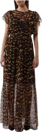 Silvian Heach Kleedjes, Dames, Veelkleurig, S, Polyester, Romantische Bloemen Lange Jurk