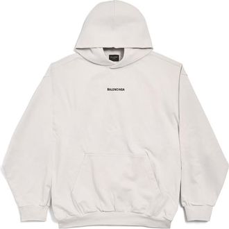 Balenciaga Mens New Back Hoodie in White - Size X-Small