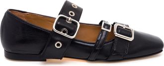 Anna F. Ballerina Anna F. - Dames - Ballerinas - Zwart - 37 1/2 EU - Leer - Schoenen