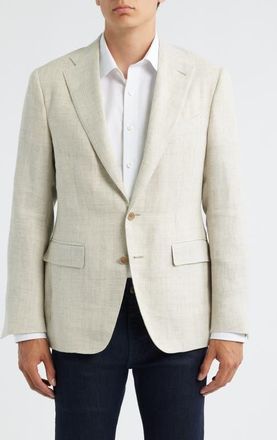 Canali Capri Trim Fit Tan Linen & Wool Mélange Sport Coat in Light Beige at Nordstrom, Size 38 Us