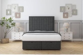 Comfort Beds Arizona Dumfries Ottoman Bed Base-26 Strutted Headboard in Dark Grey | Size: Super King