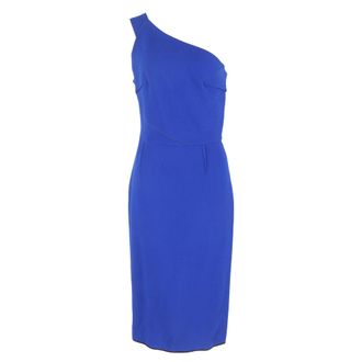 Roland Mouret midi-jurk met &eacute;&eacute;n schouder in blauwe viscose