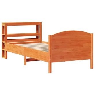 Berkfield Home Decorative Bookcase Bed Frame Wax Brown 75x190 cm Small Single So