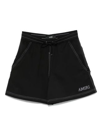 Amiri embroidered-pocket swim shorts - men - Polyester/Polyester - L - Black