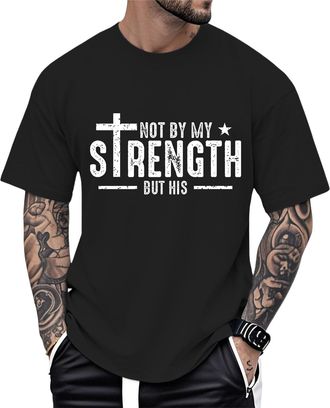 Generic Christian T-Shirts for Men Cotton Tees Religious Cross Printed T-Shirts Short Sleeve Tops Oversized Party Vacation Black XXL
