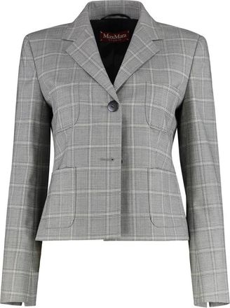 Max Mara Klassieke Blazer met Ruitpatroon en Enkele Knoop - Dames - Blazers - Grijs - 2XS - Leer - Jassen
