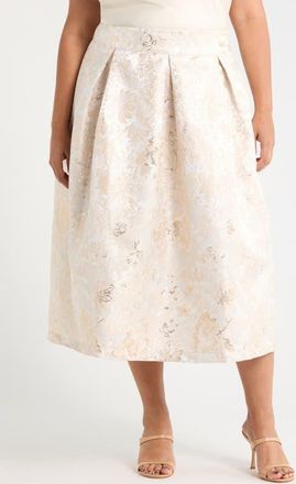 Sugarlips Lola Jacquard Pleated Midi Skirt in Champagne at Nordstrom, Size 1 X