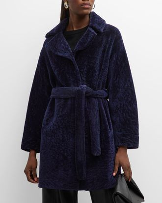 Gorski Reversible Lamb Shearling Belted Stroller Coat