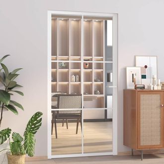 vidaXL Vidaxl - Puerta Interior Vidrio Egs Y Aluminio Blanco 102,5x201,5 Cm