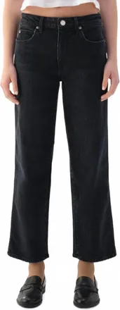 Amo Billie Wide Straight Leg Jeans In So Good Black
