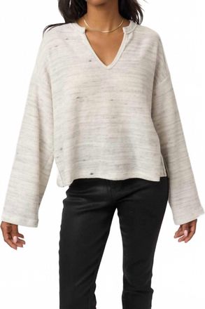 Bloomingdale's Emery Seamed Cozy Notch Neck Top In White