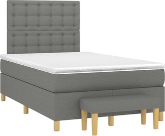 vidaXL Cama Box Spring Con Colch&oacute;n Tela Gris Oscuro 120x190 Cm Vidaxl