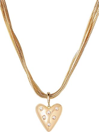 Brook & York Bianca Faux Pearl Heart Pendant Necklace in Gold at Nordstrom