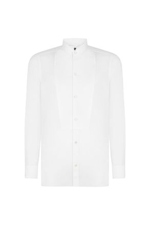 Tom Ford CLASSIC FIT MUSLIN EVENING SHIRT Size: 40, colour: WHITE