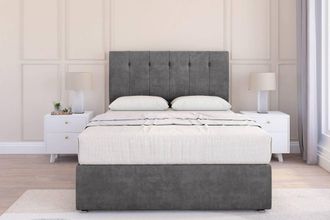 Sloomy Highbury Plush Divan Set 2 Drawers-26 Headboard in Dark Grey | Size: Small Double