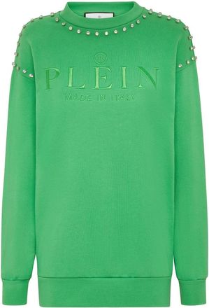 Philipp Plein Oversize Sweatshirt LS Stones - Dames - Sweatshirts - Groen - M - Katoen - Hoodies & sweatvesten
