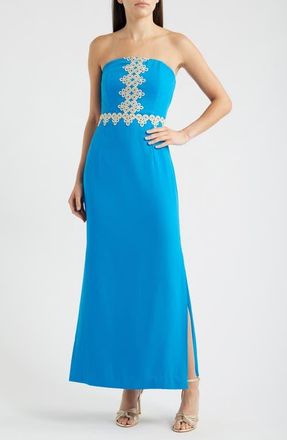 Lilly Pulitzer Kristella Strapless Maxi Dress in Nassau Blue at Nordstrom, Size 00