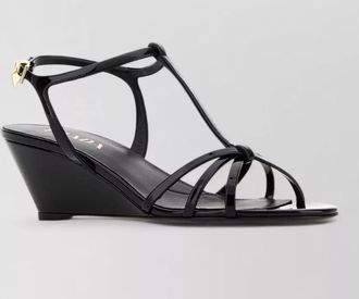 Prada leather sandals wedge heel open toe