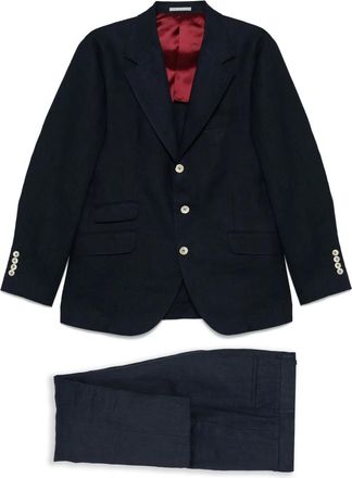 Brunello Cucinelli single-breasted suit - men - Linen/Flax/Cupro/Cotton/Viscose - 50 - Blue