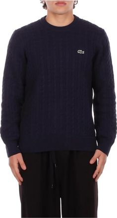 Lacoste Cotton Kabelgebreide Trui - Heren - Ronde hals truien - Blauw - L - Katoen - Truien & Vesten