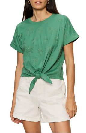Sanctuary All Day Embroidered Tie Hem T-Shirt in Green Juice/Embroidery at Nordstrom, Size X-Small