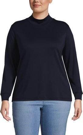 Lands End Long Sleeve Supima Mock Turtleneck in Radiant Navy at Nordstrom, Size X-Small