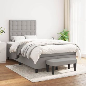 vidaXL Vidaxl - Cama Box Spring Con Colch&oacute;n Tela Gris Claro 120x200 Cm
