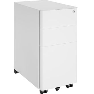 TecTake Cajonera con ruedas con 2 cajones y 1 archivador 30x50x59,5 cm blanco