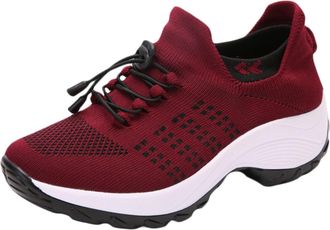 Generic Orthotic Stretch Cushion Shoes for Women Lace Up Breathable Mesh Arch Support Sneakers Outdoor Non-Slip Walking Running Gym Athletic Fitness Jogging F