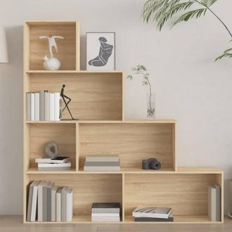 Berkfield Home Classic Book Cabinet/Room Divider Sonoma Oak 155x24x160 cm Engine in Light Brown | Size: 155 x 24 x 160 cm