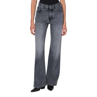 Haikure Flare Jeans, female, Gray, W27, Korea Jeans