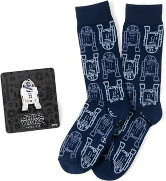 Cufflinks Inc. x Star Wars R2-D2 Lapel Pin & Socks Set in Blue Multi at Nordstrom, Size 10-13