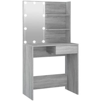 vidaXL Vidaxl - Dressing Table with led Grey Sonoma 74.5x40x141 cm