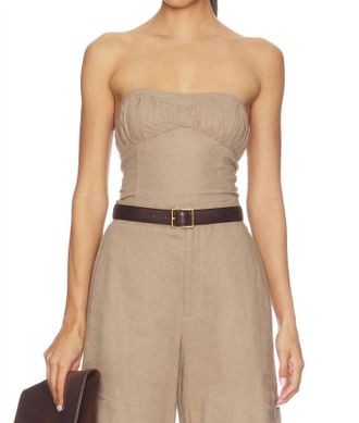 Elodie Mavi Strapless Top In Taupe