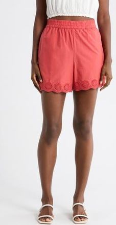 C&C California Embroidered Cotton Shorts in Solid Cranberry at Nordstrom Rack, Size X-Large