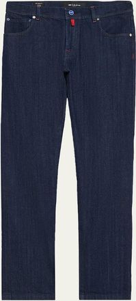 Kiton Mens Dark Wash Straight-Fit Jeans