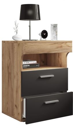 ebuy24 Mueble De Noche Vcm Mesita De Noche Con Dos Cajones Mesita De Noche Dimensiones Aprox. Al. 61 X An. 45 X T. 39 Cm - Slepal L (roble De Miel / Antracit
