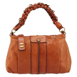 Chlo&eacute; Heloise Zip Tote Leather Orange Leather Handbag (Pre-Owned)
