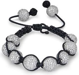 Bespoke 18kt White Gold Adjustable Pave Diamond Cord Bracelet