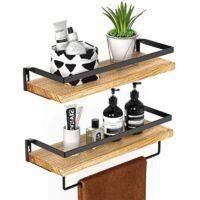 OEM Homefurnishing Juego De 2 Estantes De Pared, Estante De Pared R&uacute;stico De 42 Cm De Largo, Toallero Extra&iacute;ble, Estante De Pared Para Ba&ntilde;o, Sala De Estar