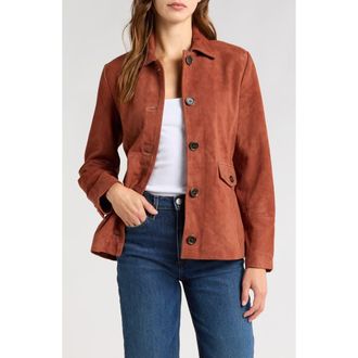 Bernardo Suede Shirt Jacket in Cinnamon at Nordstrom Rack, Size Xx-Large