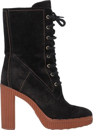 Tod's Tods Platform Enkellaarsjes in Zwart Suède