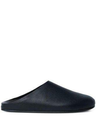 The Row Hudson leather flat mules - women - Grained Calf Leather/Fabric/Rubber - 36.5 - Black