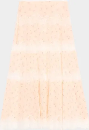 LoveShackFancy Everhart Cotton-Silk Lace Maxi Skirt