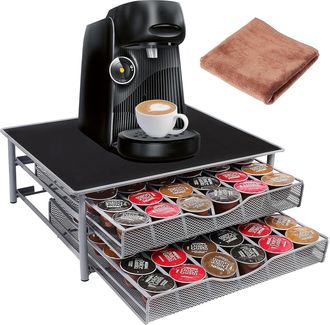 OEM Soporte Para C&aacute;psulas Con 2 Cajones, Organizador De C&aacute;psulas De Caf&eacute;, Apilable, Para 72 C&aacute;psulas, Dise&ntilde;o Expandible, Resistente