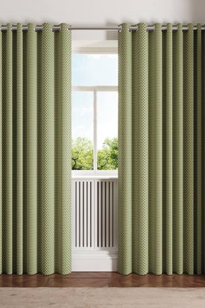 Ted Baker Palm Geo Cotton Lined Curtains in Green | Size: 228 cm width x 183 cm drop