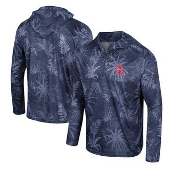 Colosseum Mens Colosseum Navy Ole Miss Rebels Palms Printed Lightweight Quarter-Zip Hooded Top at Nordstrom, Size X-Large