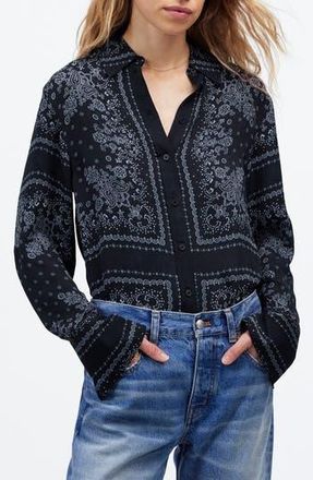 Madewell Bandana Print Relaxed Button-Up Shirt in Dark Navy at Nordstrom Rack, Size Xx-Small
