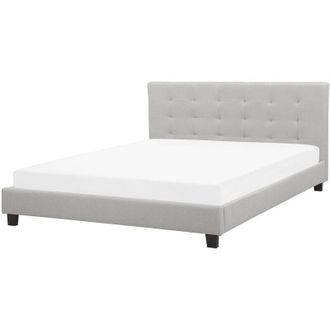 Beliani Beliani - Modern Fabric Bed Frame eu Super King Size 6ft Tufted Light Grey La Rochelle