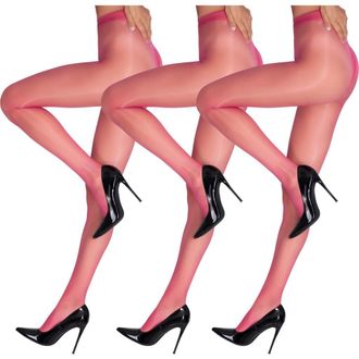 Lechery 5-Pack Glossy Sheer Party Tights for Women in Pink at Nordstrom, Size Large